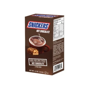 Palitos de chocolate caliente Snickers - caramelo, cacahuetes, turrón y chocolate, caja de 6 paquetes - Imagen 1 de 2