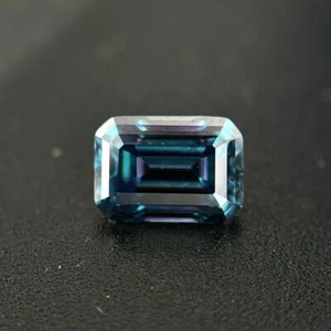 Piedra de moissanita suelta de corte esmeralda azul oscuro 4x6 ~ 10x14 mm con certificado - Imagen 1 de 7