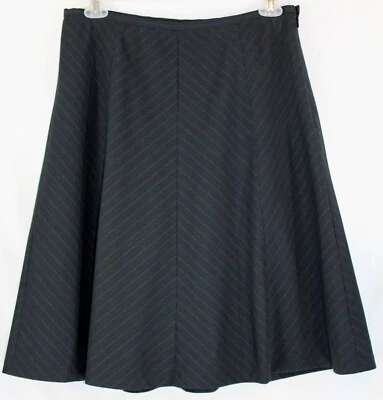 Geoffrey Beene Career Womens 12 Gray w/ Green Pin Stripe A Line Side Zip Skirt - Image 1 of 4