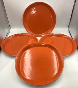 Set of 4 Rachel Ray Square and Round Dinner Plate 11" Orange - Picture 1 of 13