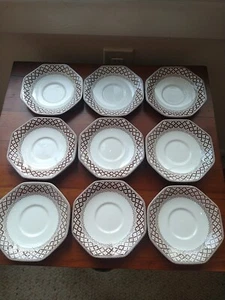 Lot Of 9 Royal Staffordshire Wicker Ironstone J & G MEAKIN England Saucers 6" - Picture 1 of 9