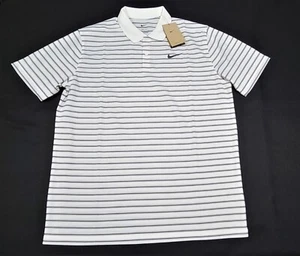 Nike Mens Dri-Fit Victory Stripe Polo Shirt White-Black DH0829-100  SZ  Large - Picture 1 of 10
