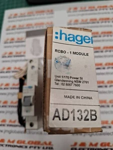 Hager 32 Amp MCB &RCB MCB/RCD RCBO C Curve 1 Pole 10kA 30mA -AD132B - Picture 1 of 2