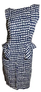 Womens Peplum Dress Size 10 M&S limited edition blue white party work bodycon - Picture 1 of 15