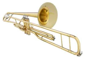 Trombone a Valvole Ottone Bb Tenore Pistone Nichel Argento con Custodia Bocchino - Foto 1 di 2