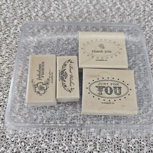 Stampin Up Set of 4 Wood Mount Stamp Set - Oval All - Picture 1 of 3