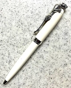 JAGUAR Novelty White/Silver Motif Metal Twisted Ballpoint Pen (No Box) Vintage - Picture 1 of 6