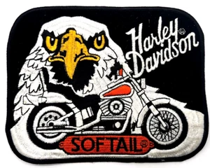 Harley Davidson® Embroidered Eagle Softail Motorcycle Vintage Lg Patch Emblem - Picture 1 of 1
