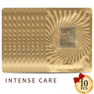 TONYMOLY Intensive Care Gold 24K Snail Masks 10pcs Korean Cosmetics K-Beauty NEW - Image 1 of 4