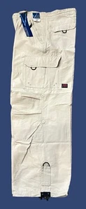 1990s Micros Beige Sz Medium Cotton Nylon Parachute Wide Leg Pants 33"x31" NOS - Picture 1 of 15