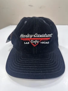 Harley Davidson Cafe Las Vegas Baseball Cap Men One Size Black Velvet Adjustable - Picture 1 of 3