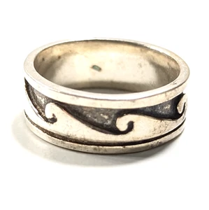 Sterling Silber 925 geschnitzt rollende Ozean Wellen Band Alltag Ring 4,7 g Größe 7 - Bild 1 von 4