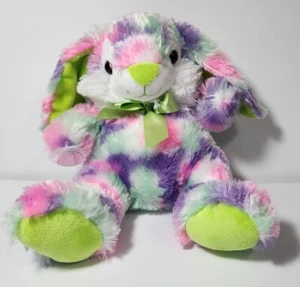 Pastellgrün Rosa Lila Tye Dye Hase Kaninchen Stofftier Plüsch Homerbest OSTERN EUC - Bild 1 von 11