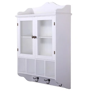 LANDHAUS KÜCHEN SCHRANK "LOTTA" | weiß, 4 Fächer, Glastüren | Shabby Chic - Bild 1 von 6