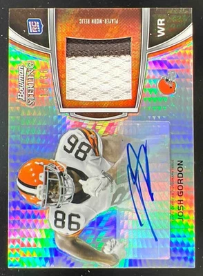2012 Bowman Sterling Rookie Relics Prism Refractors Josh Gordon RC Auto /36 - Image 1 of 2