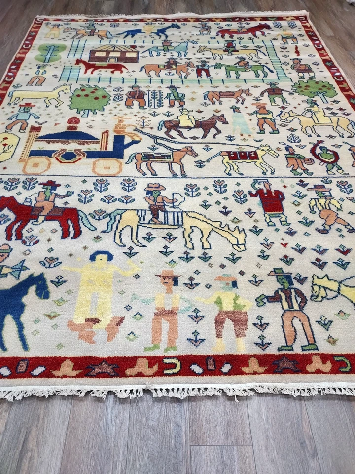 Alfombra turca Bohemia Oushak, (árbol de la vida) alfombra hecha a mano vida del pueblo, 8x10 pies Foto 1 de 4