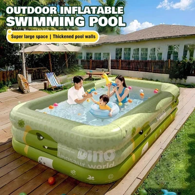 Kinder Schwimmbad 180–260 cm Aufblasbar Familie Erwachsene Sommer Garten Pool - Bild 1 von 4