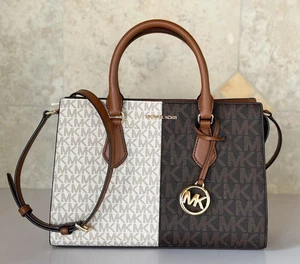 Bolso de Hombro Michael Kors Sheila M Cremallera Central Bloque de Color MK Marrón Multi - Imagen 1 de 13