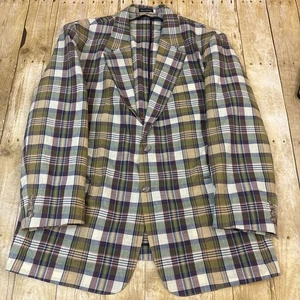 Blazer Abrigo Deportivo Unstructured Madras Hombres Algodón Comerciantes Talla 46R - Imagen 1 de 10