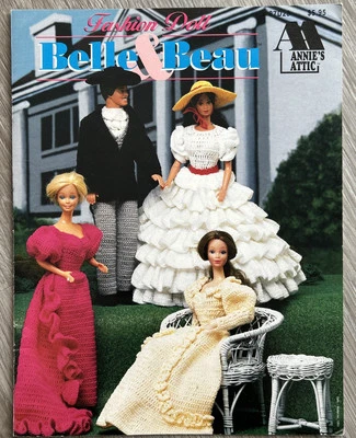 Annie’s Attic 1993 Belle & Beau Fashion Doll Crochet Patterns Leaflet 87D26 - Image 1 of 3