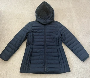 Tommy Hilfiger giacca donna puffer blu navy con cappuccio trapuntata full zip tasche taglia XL - Foto 1 di 11