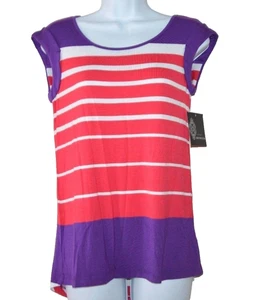 Signature Studio Purple Combo Knit Striped Top Size Small - Picture 1 of 3