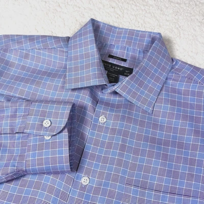 Camisa de vestir Pronto Uomo de algodón egipcio para hombre azul y púrpura talla 16,5-34/35" Foto 1 de 4