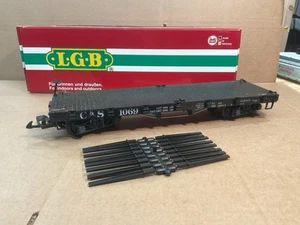 LGB G GAUGE FLAT STAKE WAGON CAR BLACK OPEN CAR 42690 ROLLING STOCK NICE ! - Picture 1 of 9