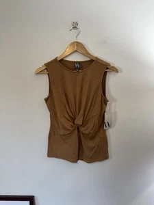 Worthington Twist Front Ribbed Sleeveless Top, Brown, Gr. S, Neu mit Etikett - Bild 1 von 9