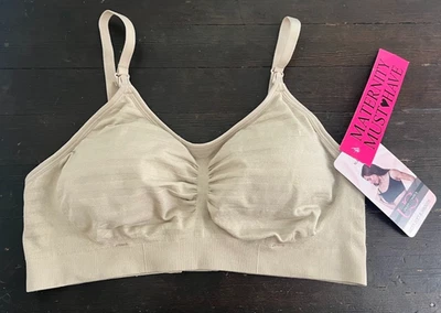 Under Control Maternity Nursing Bra Women's Large Nude Striped Padded NWT - Image 1 of 4