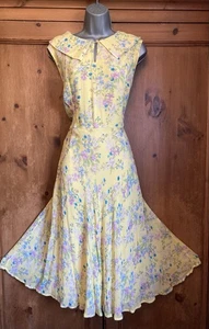 Monsoon Tea Party Dress 20 Lemon Floral MIDI Maxi Summer Wedding Boho Lined - Picture 1 of 5