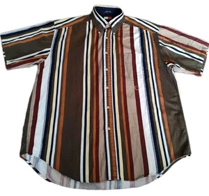 Vintage Tommy Hilfiger Short Sleeve Button Down Striped Shirt Men's Size L - Picture 1 of 12
