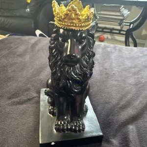 Lion with Crown Figurine Tabletop Ornament Height 14.5cm Decorative - Picture 1 of 7