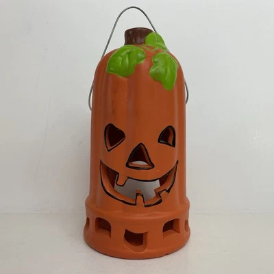 Candelabro de cerámica Jack’O Lantern vintage luz de té 7” decoración de otoño de Halloween Foto 1 de 4