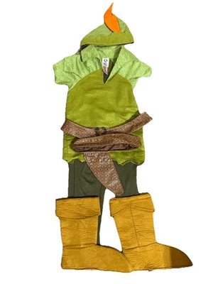 Disney Store Disfraz Peter Pan Niño Talla Grande 5/6 Túnica Pantalones, Sombreros, Botas, Foto 1 de 4