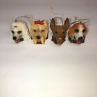 Lot de 4 ornements de Noël Dog Head, beagle, yorkie, caniche, berger allemand