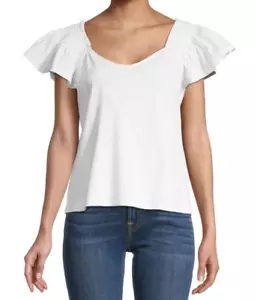 Top a maniche flutter Catherine Malandrino $48,00, bianco, L - Foto 1 di 10