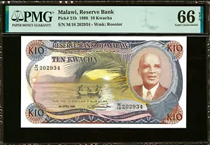 Malawi 10 Kwacha 1st April 1988 Pick-21b GEM UNC PMG 66 EPQ - Picture 1 of 2