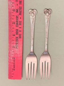 2 Salad Dessert Forks Scarab Egyptian Revival Wm A Rogers Silverplate 1909 6” - Picture 1 of 4