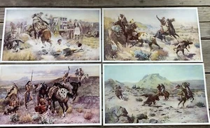 4 Vintage Brown & Bigelow Reproduction Charles M Russell Prints 15 3/8” X 9”. - Picture 1 of 9