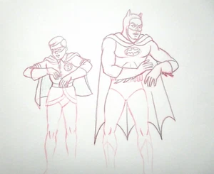 BATMAN and ROBIN DC COMICS Filmation 1960's ORIGINAL PRODUCTION cel DRAWING - Picture 1 of 2