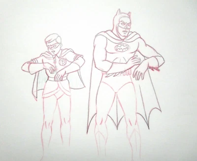 BATMAN and ROBIN  DC COMICS Filmation 1960's ORIGINAL PRODUCTION cel DRAWING - Image 1 of 2