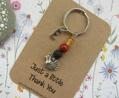 ANGELS & ELEPHANTS Hen Keyring, Gemstone Diffuser Keyring, Personalised, Thank You Gift, Chicken