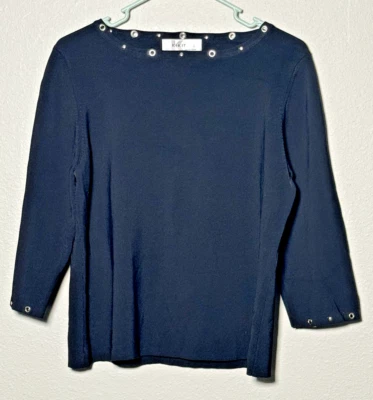 Top Kikit Mujer Extra Grande Negro Plata Ojal Disco Borde Vanguardista Oficina Trabajo Foto 1 de 4