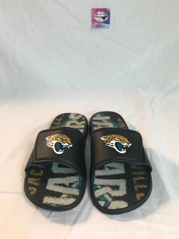 Jacksonville Jaguars Slides Mens sz 7-8 Black NFL Football Logo Athletic Slides Cover