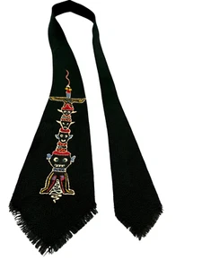 HAND Painted Vintage 1940s Tie Men's Neck Ties Loomed 30s GREEN Wide Wool 48X4" - Picture 1 of 8
