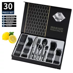 30 Cutlery Dinner Set Stainless Steel High Grade Tableware Fork Tea Spoons UK - Picture 1 of 36