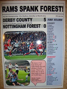 Derby County 5 Nottingham Forest 0 - 2014 - Souvenir Print - Bild 1 von 1