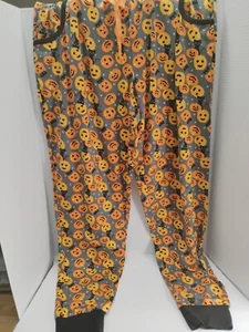 Damen Pyjamahose mit Halloween Kürbis Muster - Größe L - Bild 1 von 7