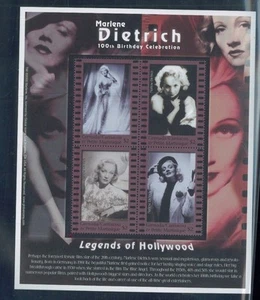 Hoja conmemorativa de 4 MARLENE DIETRICH #2317 MNH - Granada E57 - Imagen 1 de 1